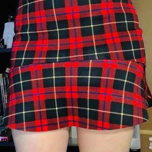 ZARA RED PLAID SKIRT